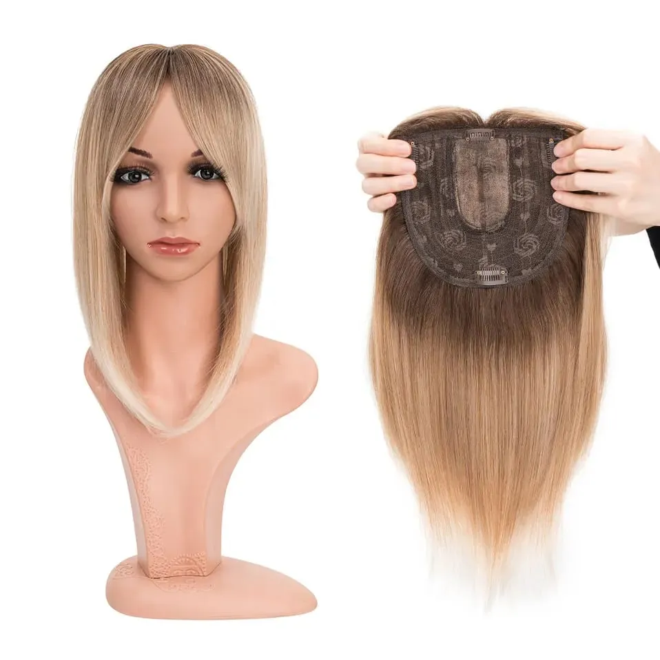 Snoilite Synthetic 14'' Striaght Hair Toppers with Bangs for Women Natural Hairpieces Adding Hair Volume Topper Hair Extensions — image 13