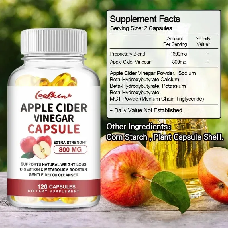 Apple Cider Vinegar Capsules - Fat Burning Appetite Suppressant Weight Management DetoxSupplements — image 3
