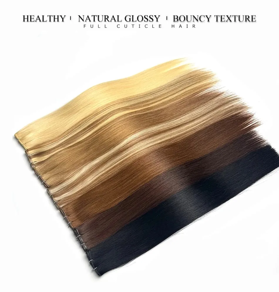 Genius Weft Human Hair Extensions 50G Remy Human Hair Invisible Brazilian Hair Extensions Hair Bundles — image 5