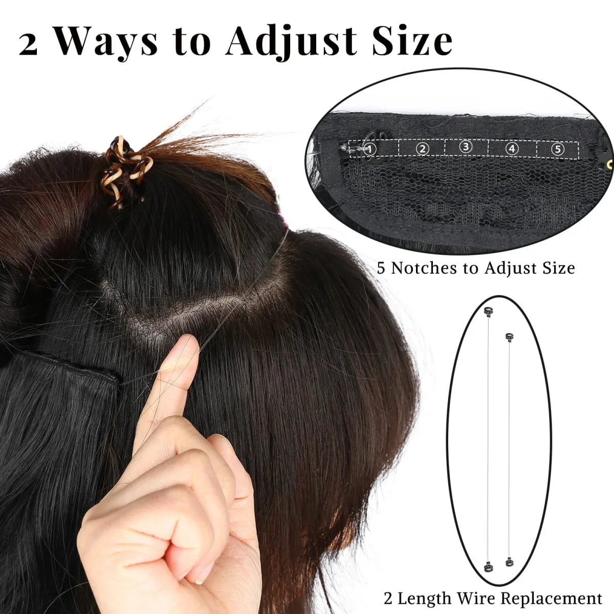 Invisible Wire Hair Extension Wavy Curly Synthetic Hairpiece Long 20Inch Fish Line Hair With 2 Clip-In One Piece For White Woman — image 7
