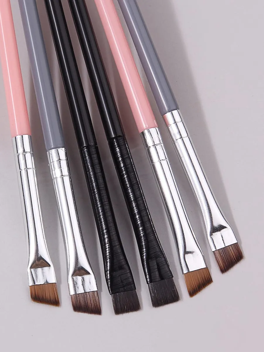 6 stuks ultradunne wenkbrauwborstelset Precisie schuine eyelinerborstels voor wenkbrauwvoering Detail oogmake-up cosmetische schoonheid — image 5