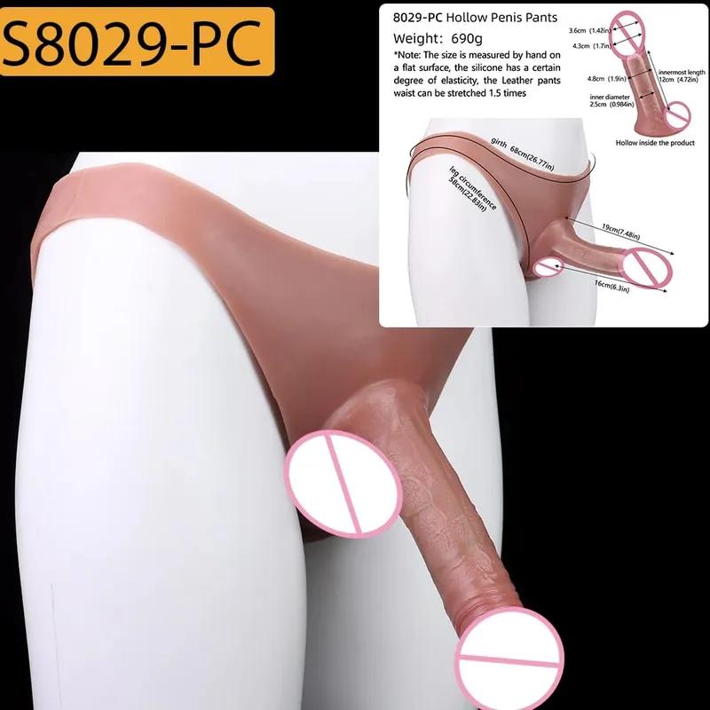 Strap-On Lifelike Penis Cover насадка на член Large Hollow DildoPants Intimate Adult Sex Toy for Couples Sex — image 26