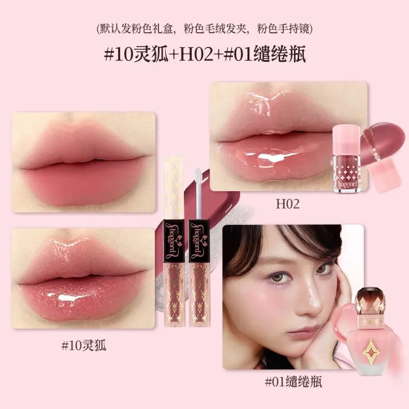 Haggard Black Ember Cosmetic Gift Set Glossy Lip Gloss Lipstick Blush Highly Pigmented Holiday Gift Box for Women