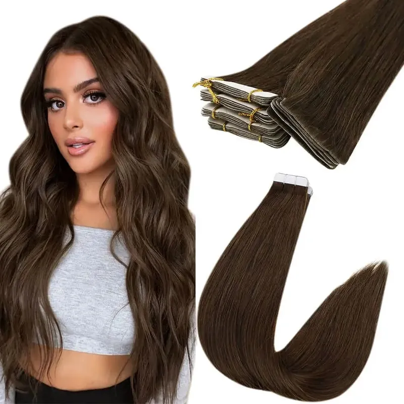 Moresoo Injection Tape Hair Extensions Ash Blonde Highlight Virgin Hair Natural Straight Brazilian Tape in Human Hair Extension