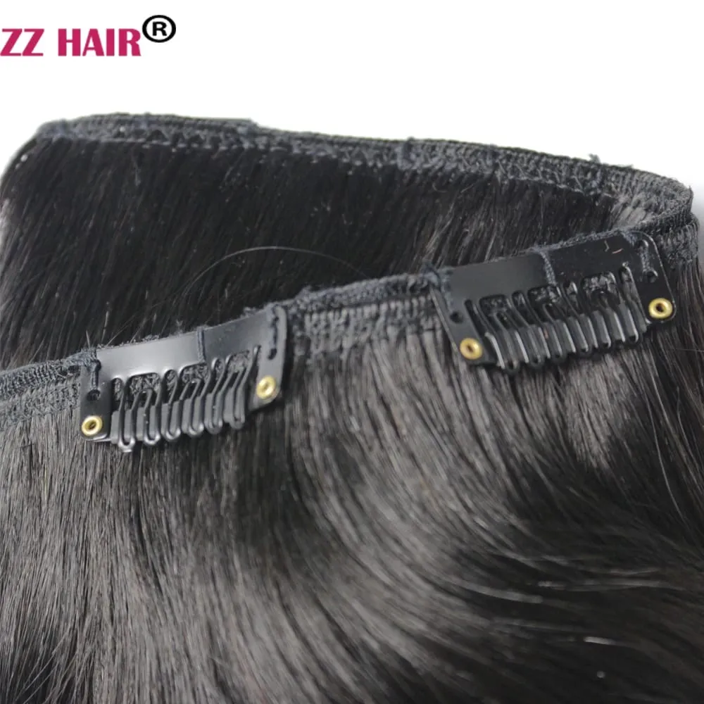 Clips-in 100% Brazilian Human Remy Hair Extensions 16"-28" Three Pieces 3pcs Set 100g-200g 1x25 2x10 Natural Straight