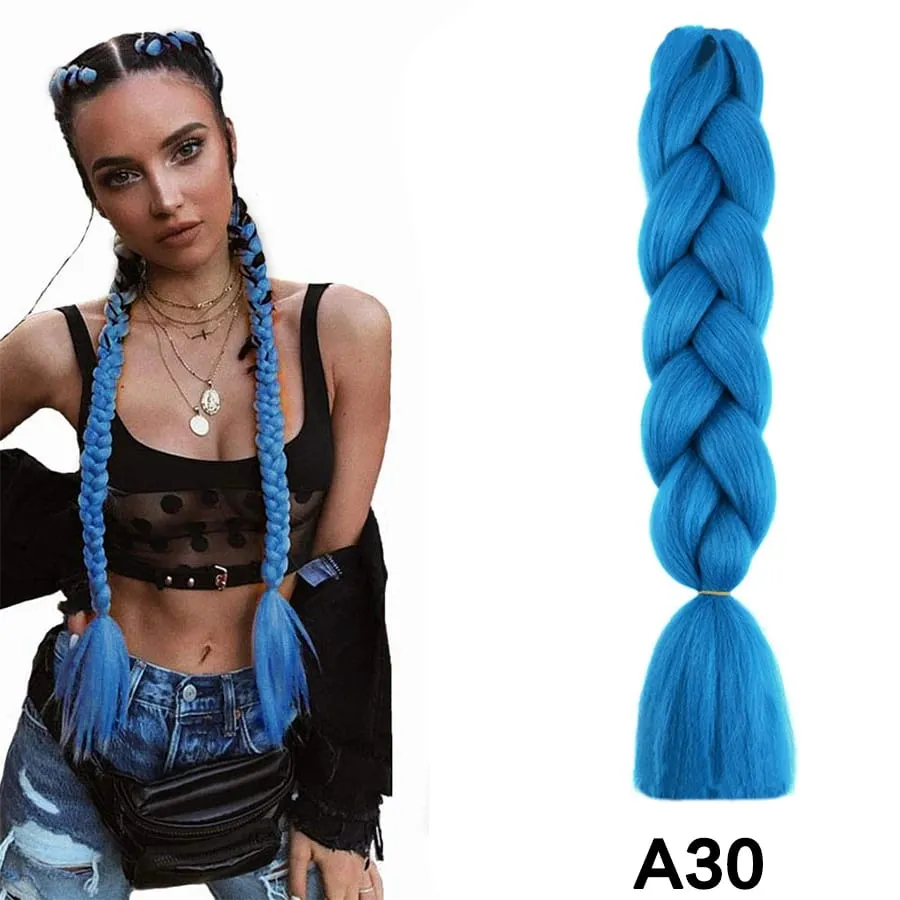 24 Inch Synthetic Jumbo Braid Pure And Ombre Braiding Hair Extensions For Women DIY Jumbo Hair Braids Black Green Gray Brown — image 32
