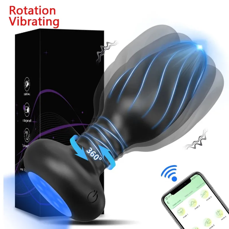 APP Control LED Rotation Vibrating Butt Plug for Women Wiggle Anal Vibrator Gay Men Anal Plug Interaction Sex Toy for Couples — image 9