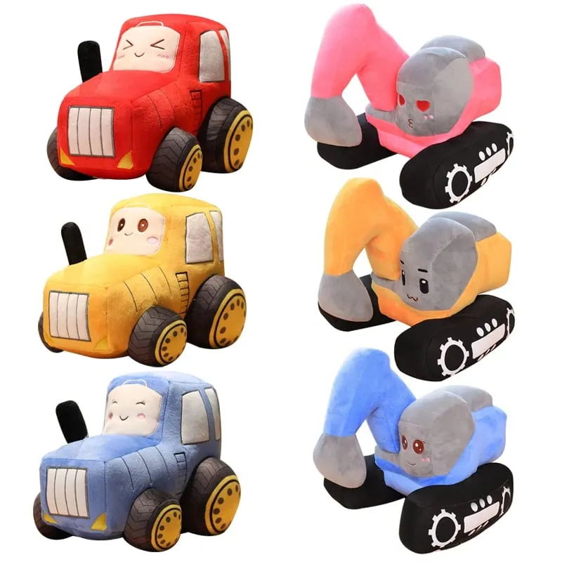 Simulation Tractor&Excavator Plush Toys Kawaii Car Dolls Stuffed Soft Vehicle Pillow Creative Christmas Birthday Gift for Kids — image 8