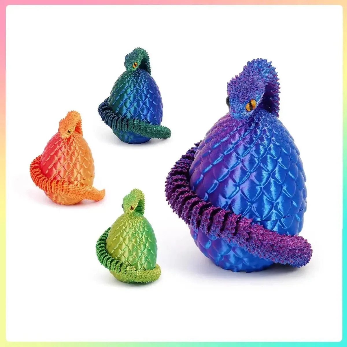 3D Printing Action Figure Snake Egg Toys Creative Stress Relief Anime Figures Moveable Rotation Desktop Ornaments Gift