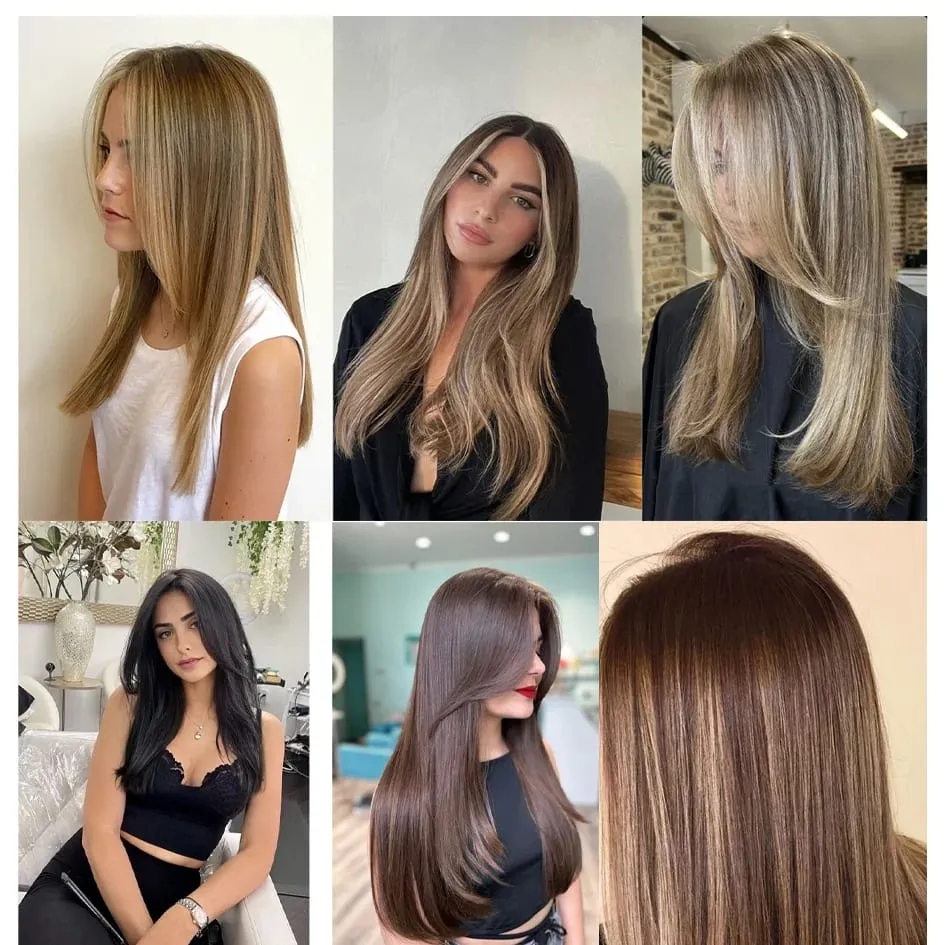 Synthetic 7 pieces/set 20inch/30inch straight hair extensions hair clips female hair accessories extended extensions — image 7