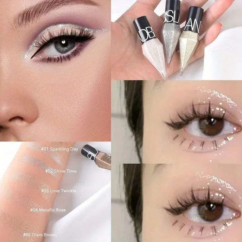 Pearlescent Diamond Liquid Eyeliner Shimmer Waterproof Long Lasting Glitter Silver Color Easy to Wear Eye Pencil Korean Makeup — image 3