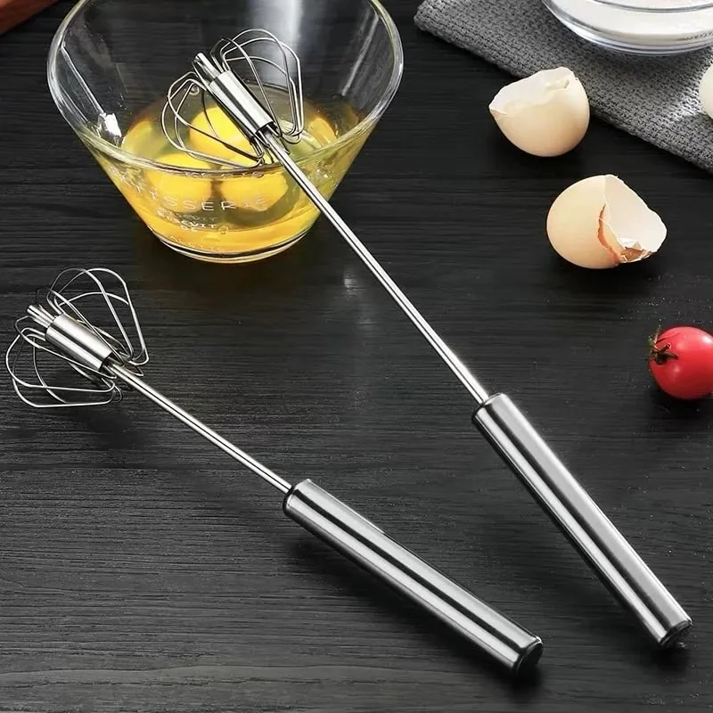 Household Semi-Automatic Rotating Egg Beater Stainless Steel Turning Cream Utensils Whisk Manual Mixer Kitchen Egg Tool — image 3