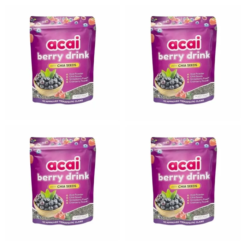 Acai-Beeren-Getränkepulver mit Chia-Samen, Erdbeere und Cranberry für antioxidatives tägliches Wohlbefinden und Unterstützung des Immunsystems für Erwachsene, 40 g