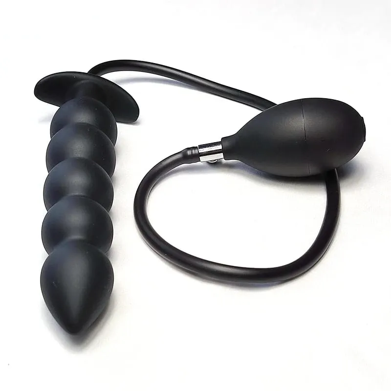 Expansion Diameter 14cm Inflatable Dildo Anal Plug with 5 Beads Built-in Silicone Column Huge Butt Plug Ass Dilator Anal Sex Toy — image 1