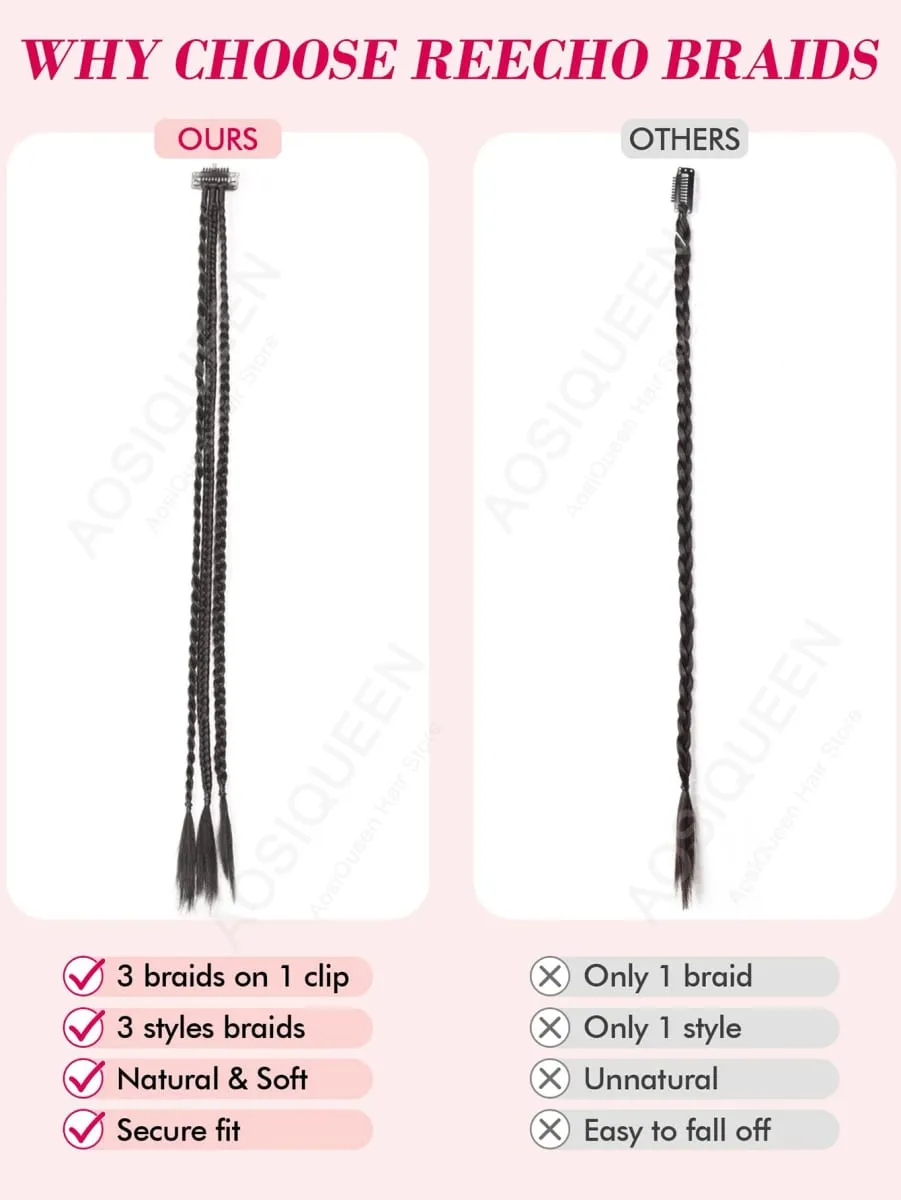 Synthetic 1/2pcs Braid Wig With Strong BB Clip Lightweight Box Braid Ponytail Hair Piece for Women