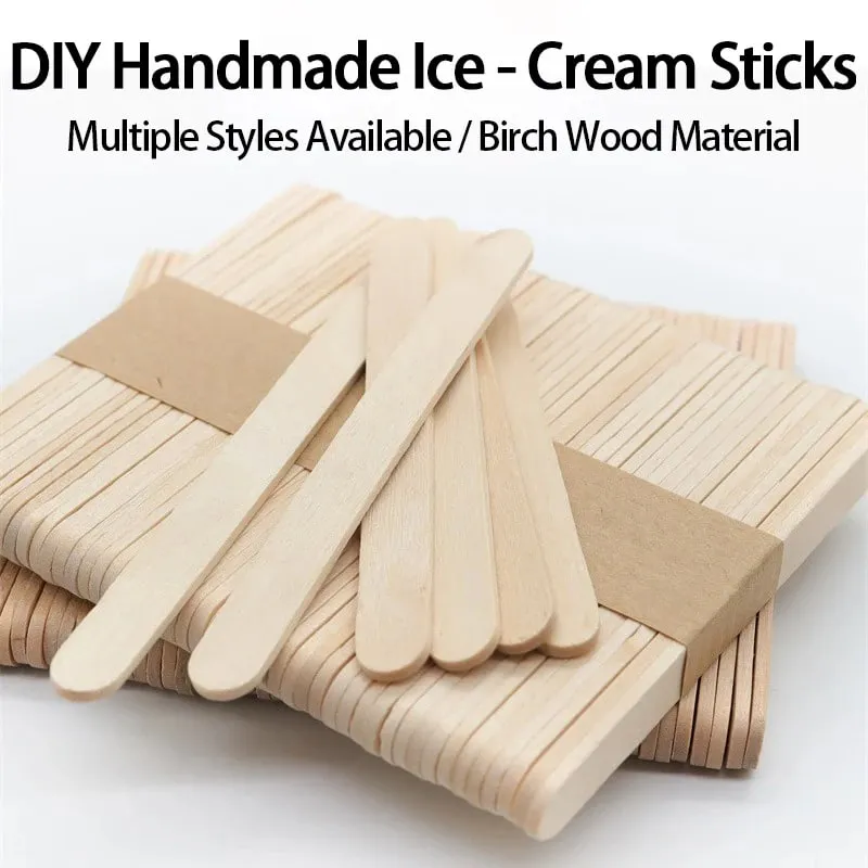 50/100pcs Ice Cream Sticks Wooden Popsicle Sticks Hand Crafts DIY Wooden Decoration — image 4