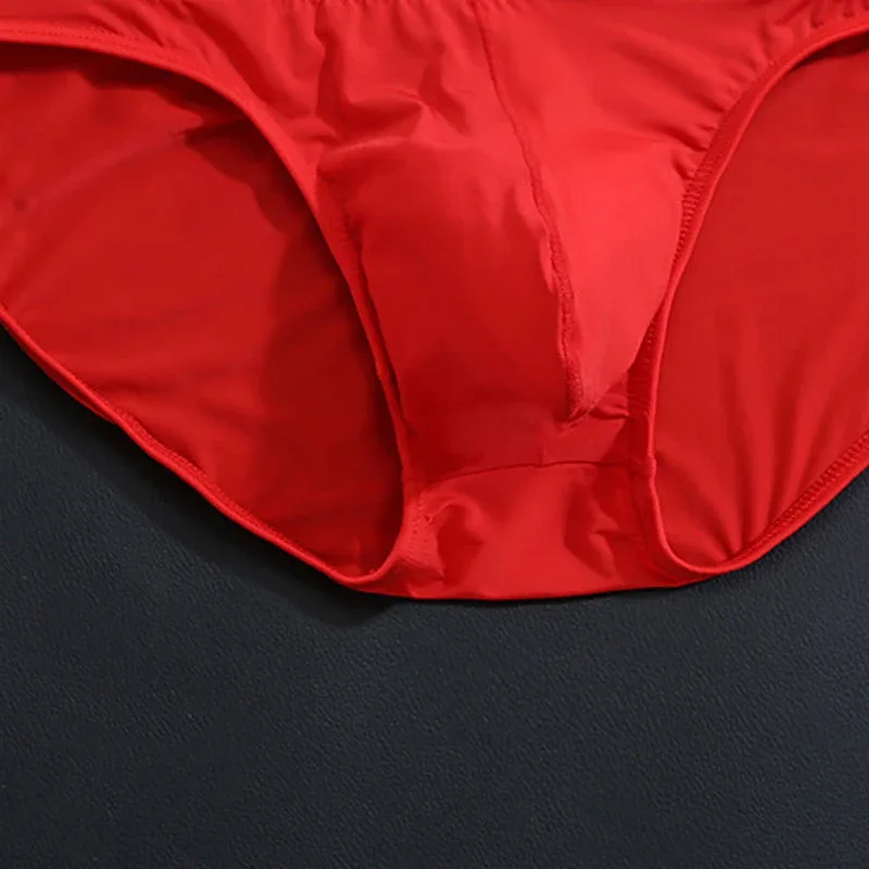 Seamless Ice Silk Briefs Men Big U Pouch Sexy Ice Silk Bikini Underwear Plus Size Low Rise Solid Color Male Panties — image 7