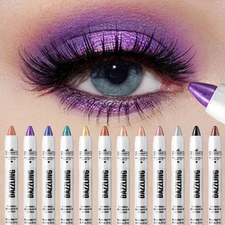 12 Colors Pearlescent Eyeshadow Pencil Waterproof Long Lasting Glitter Shimmer Eye Shadow Pen Eyeliner Stick Eyes Makeup Tools — image 2