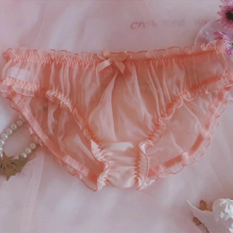 Uomo Sissy Mesh Chiffon Bow Floral Lace Pouch Intimo Mutandine Bikini Brief Sheer Knicker Trasparente Solido Slip da uomo Pantaloncini — image 17