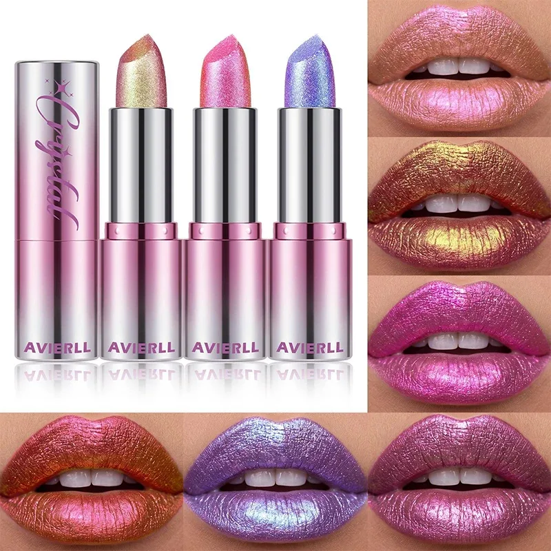 6 Color Polarised Shimmer Lipstick Metallic Pearlescent Pink Glitter Lipstick Waterproof Lasting Lip Tint Women Cosmetics Makeup