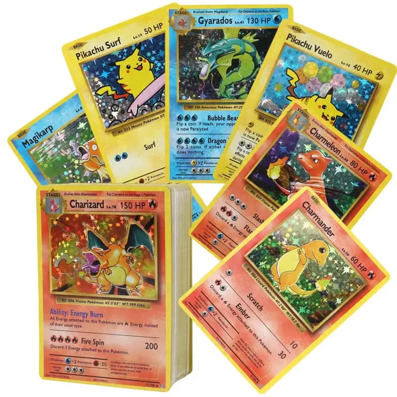 60/100Pcs English Pokemon Card 1996 Year Shining Charizard Pikachu Mewtwo trade Card Kids Pokemon Toy — image 1