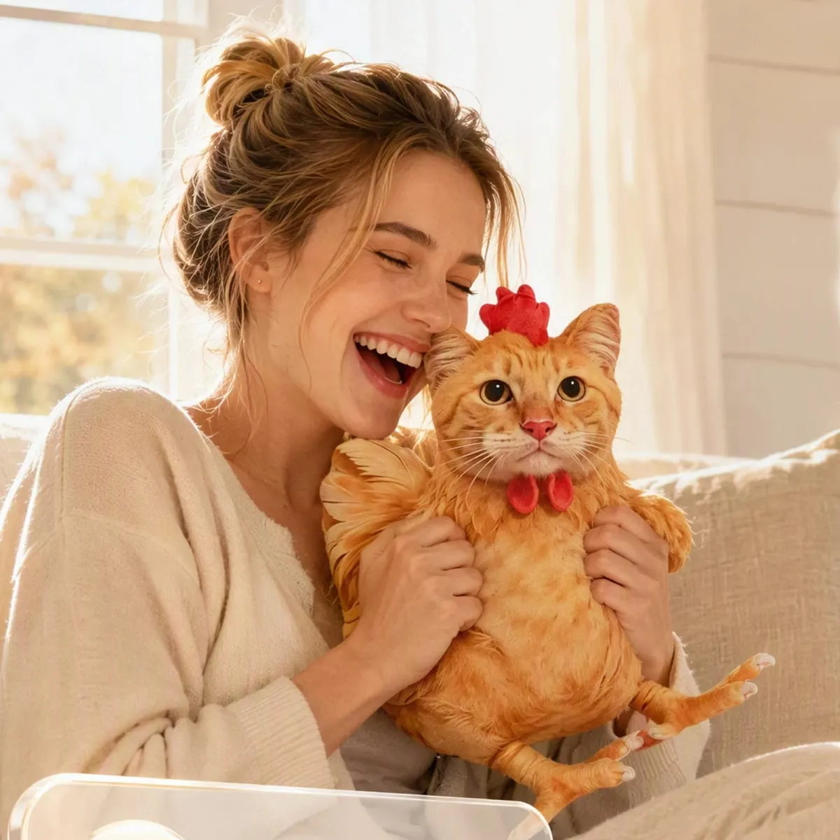 Gato frango engraçado novidade macio travesseiro de pelúcia bonito animal pelúcia sofá almofada 3d laranja malhado gatinho boneca — image 7