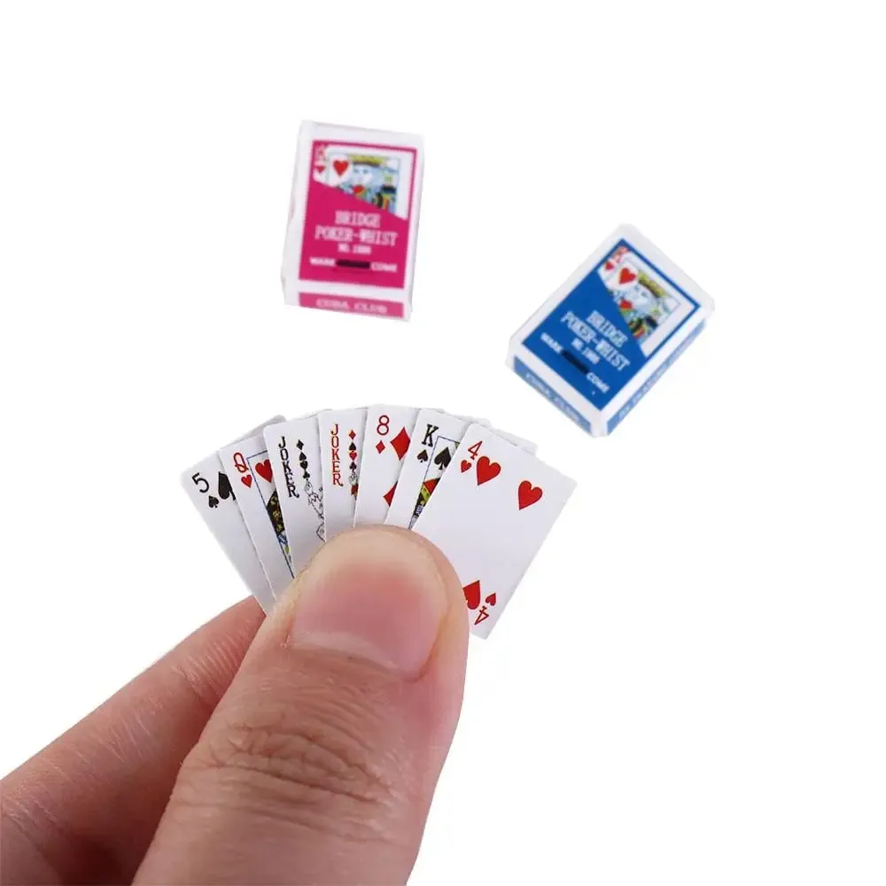 1:12 Dollhouse Accessories Mini Poker Cards Miniature Dollhouse Miniature Games Poker Mini Playing Cards Playing Poker Cards — image 5