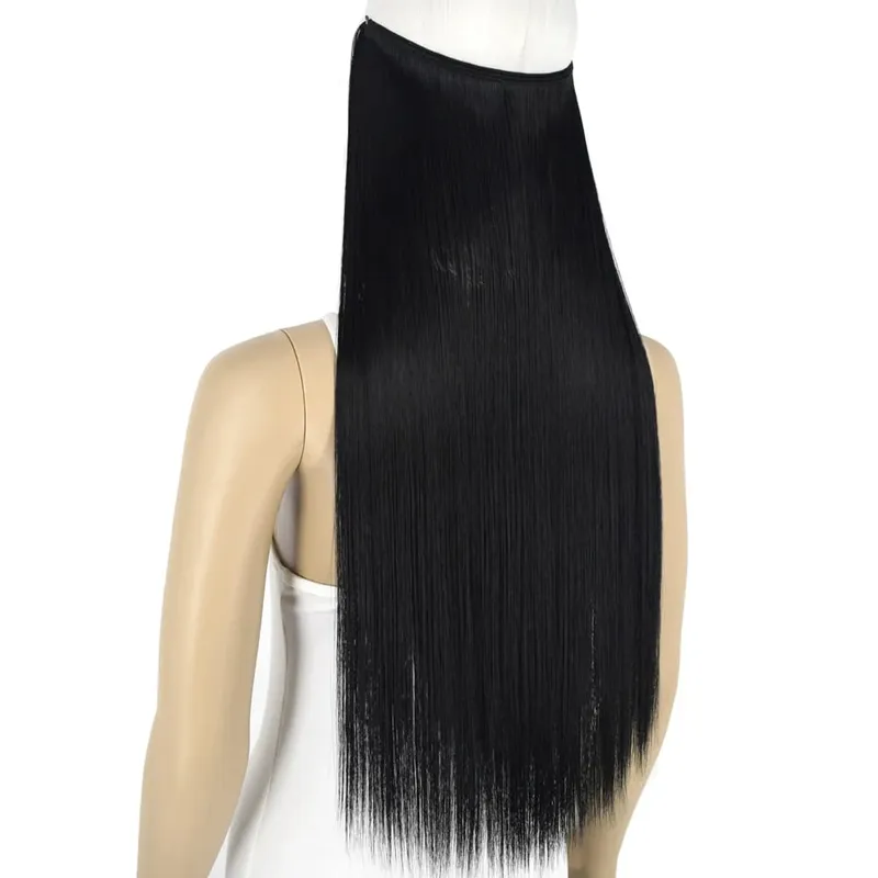 Synthetic Heat Resistant Hair Silky Straight Elasticity Invisible Wire Hair Extensions 8006 — image 4