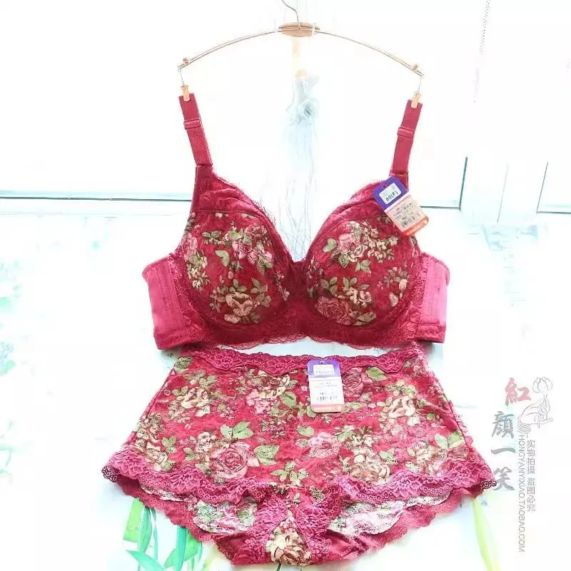 Women's Bra Set Sexy Lace Printed Embroidery Plus Size Full Cup Female Lingerie Suit 34 36 - 48 B C D E F — image 10