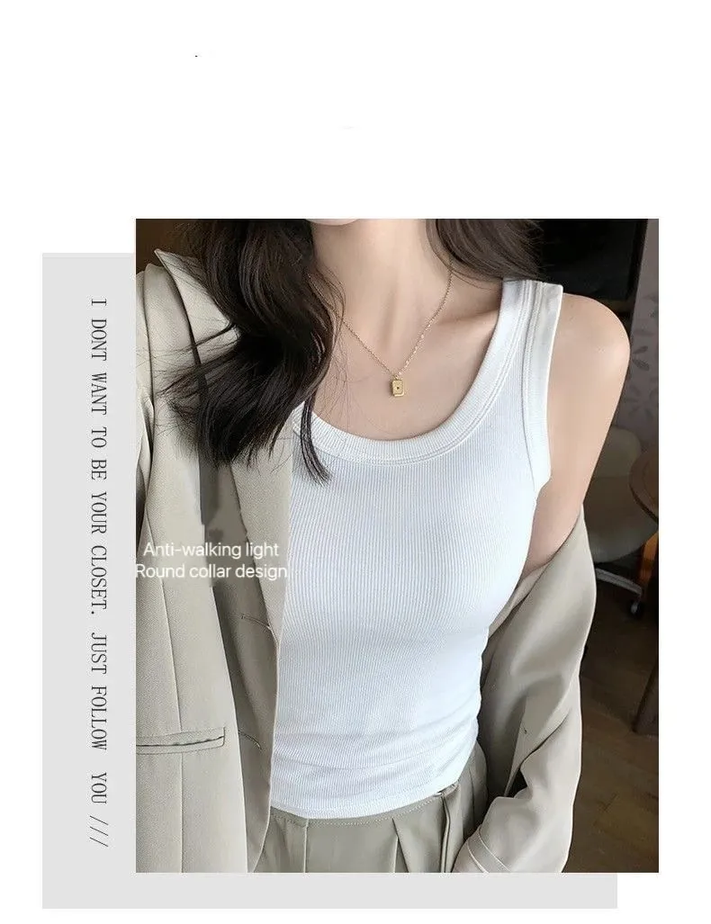 1pcs Summer Women Knitted Tank Tops Girl Thin Tops Lady Basic Casual Tank Tops Round Collar Tees Sleeveless Top For Women M L XL — image 8