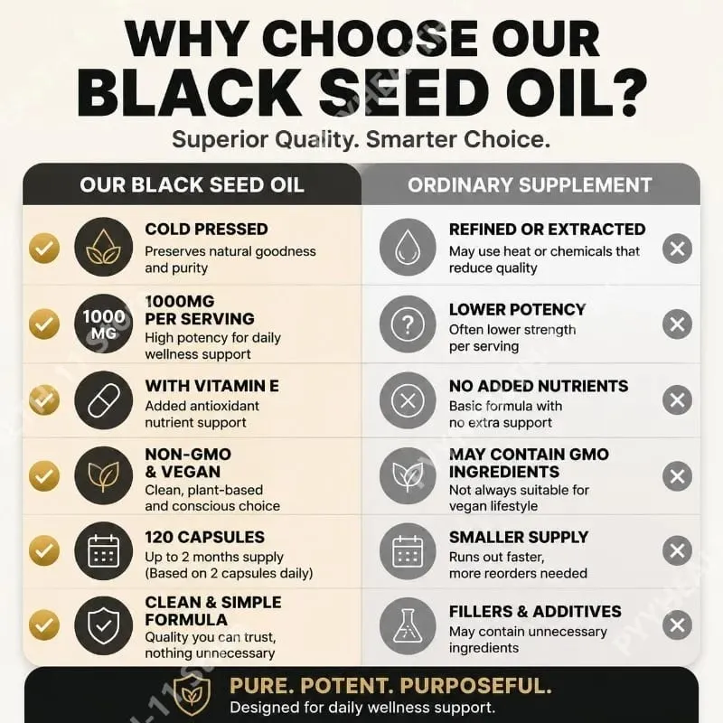 Black Seed Oil 120 Softgel Capsules with Pure Black Cumin Seed Oil 1000mg and Vitamin E - 500mg Each Skin Health Cold-Pressed — image 6