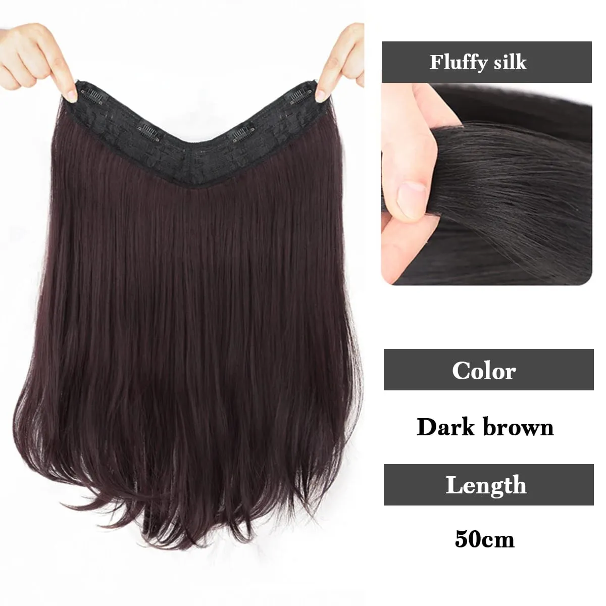 Synthetic V-shaped hair extensions wigs clips that naturally connect to women's hair heat-resistant wigs used for daily wear — image 11