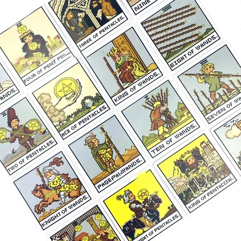 1Box 8 Bit Fantasy Tarot Deck Card Prophecy Divination Family Party Board Fortune Telling Game Beginners Tarot Cards Board Game — image 3