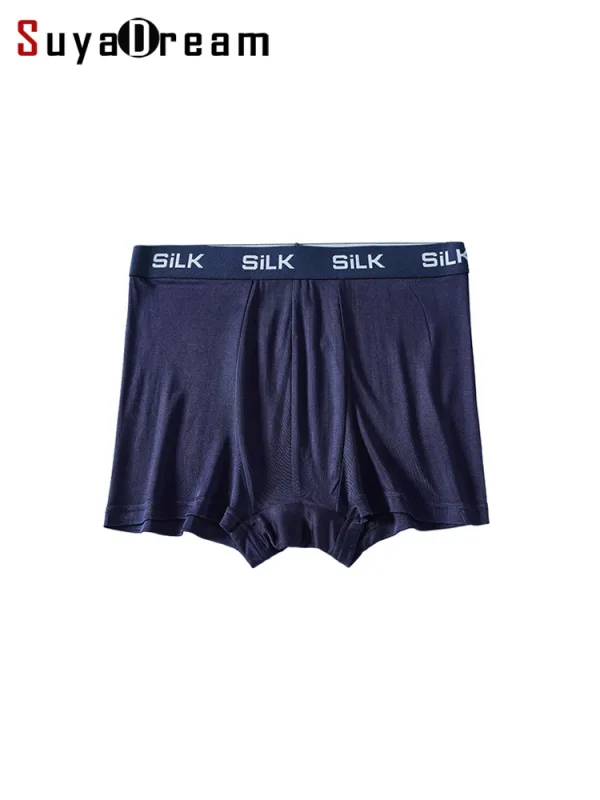 SuyaDream MEN Boxer Shorts 100%Natural Silk Healthy Solid Panties Natural Fabric Underwear — image 1