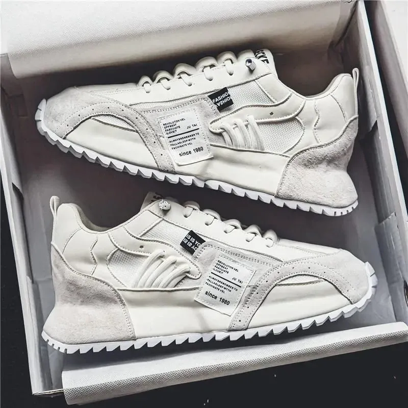 Four Seasons Moccasins Trend Designed Personality Lace-up Leather Sneakers Comfortable Breathable Shoes for Men Casual Sports — image 8