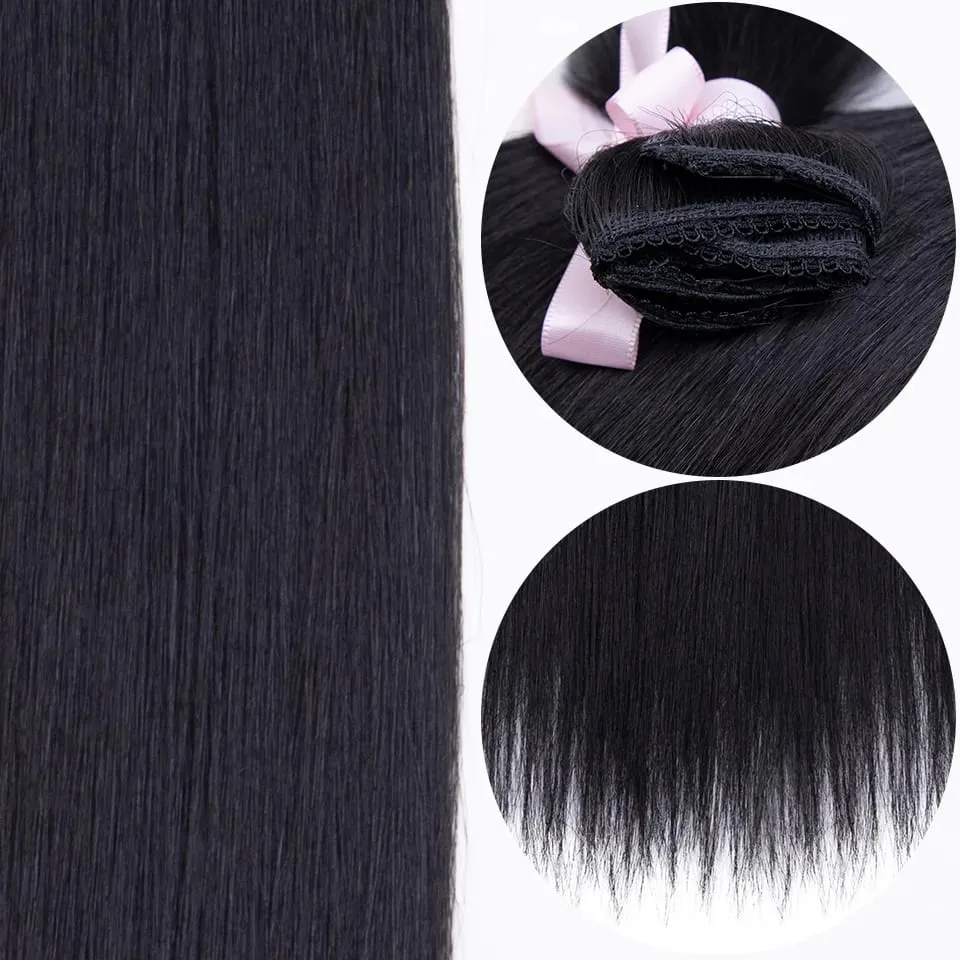 Long Straight Hairstyle 8 Clips In Hair Extensions Blonde 60CM Natural Synthetic Hair Daily Use Hairpiece Fake Hair — image 6