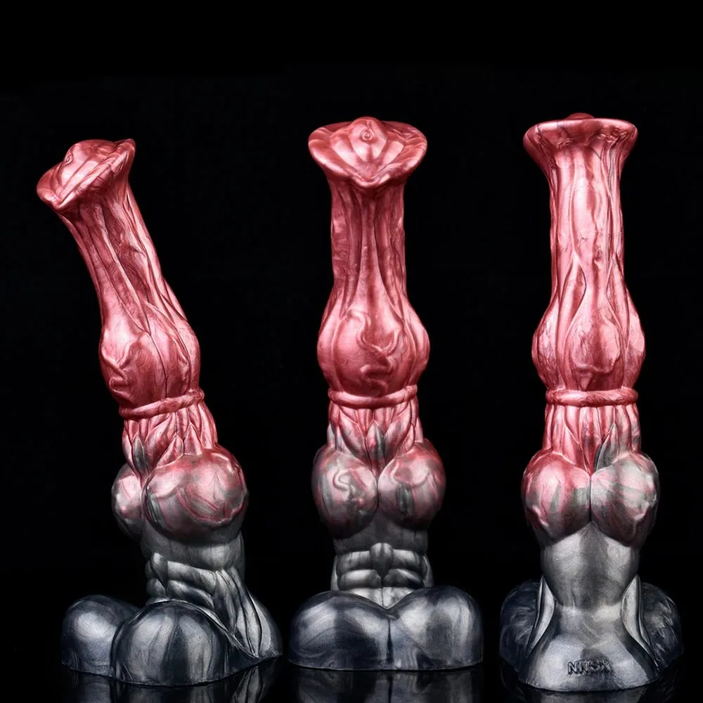Dildo Kuda Silikon Palam Dubur Zakar Panjang Simpul Besar G-spot Perangsang Faraj dengan Cawan Sedut Mainan Seks Dewasa untuk Wanita Lelaki