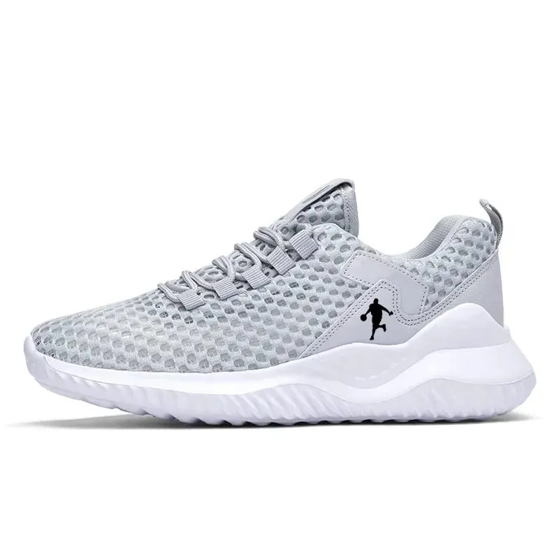 Męskie trampki Jasnobiałe, oddychające buty do biegania dla mężczyzn Siatkowe letnie sznurowane buty do chodzenia na świeżym powietrzu Zapatillas De Deporte — image 8