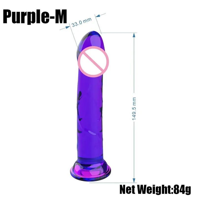 Plugue anal roxo realista com ventosa forte, base de gelatina, brinquedo sexual em vários tamanhos para mãos livres, jogo anal para