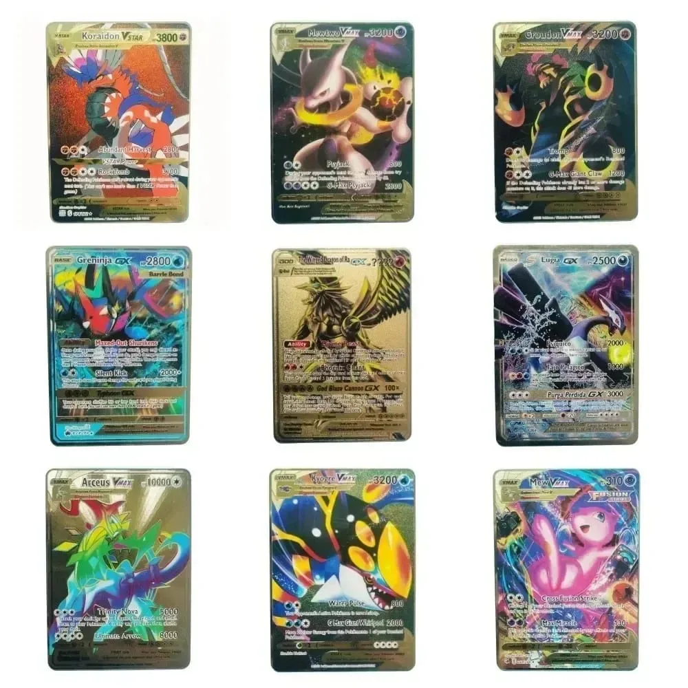 Van Gogh Museum Pokemon English Metal Card Anime Pikachu Charizard Mewtwo Shiny Letters Game Collection Card Kids Toy Gifts — image 3