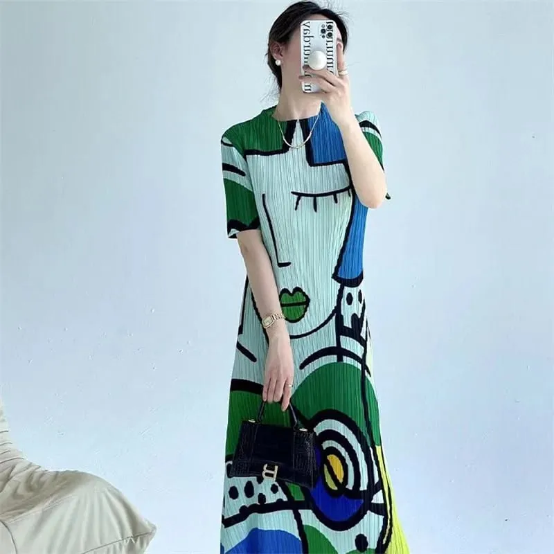 Long Dresses Womens Dresses Spring and Summer new Cartoon Printing Short Sleeve Temperament Fashion Loose Long Dress Female — image 7