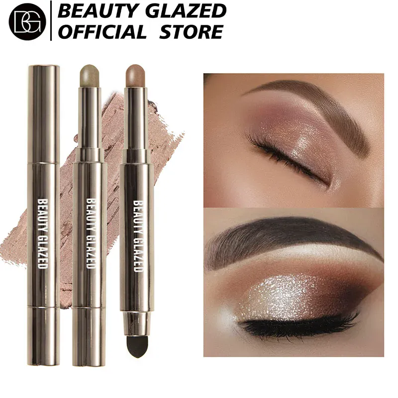 10 Color Double Ended Eye Shadow Stick With Sponge Brush Pearlescent Lasting Eyeshadow Pen Contouring Portable Makeup Cosmetics — image 1