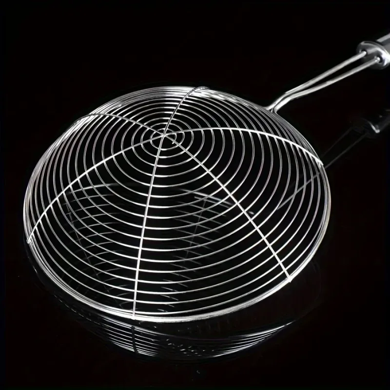 1pc Hot Selling Stainless Steel Strainer Ladle with Handle - Durable Wire Skimmer Spoon for Cooking Frying & Kitchen Use — image 2