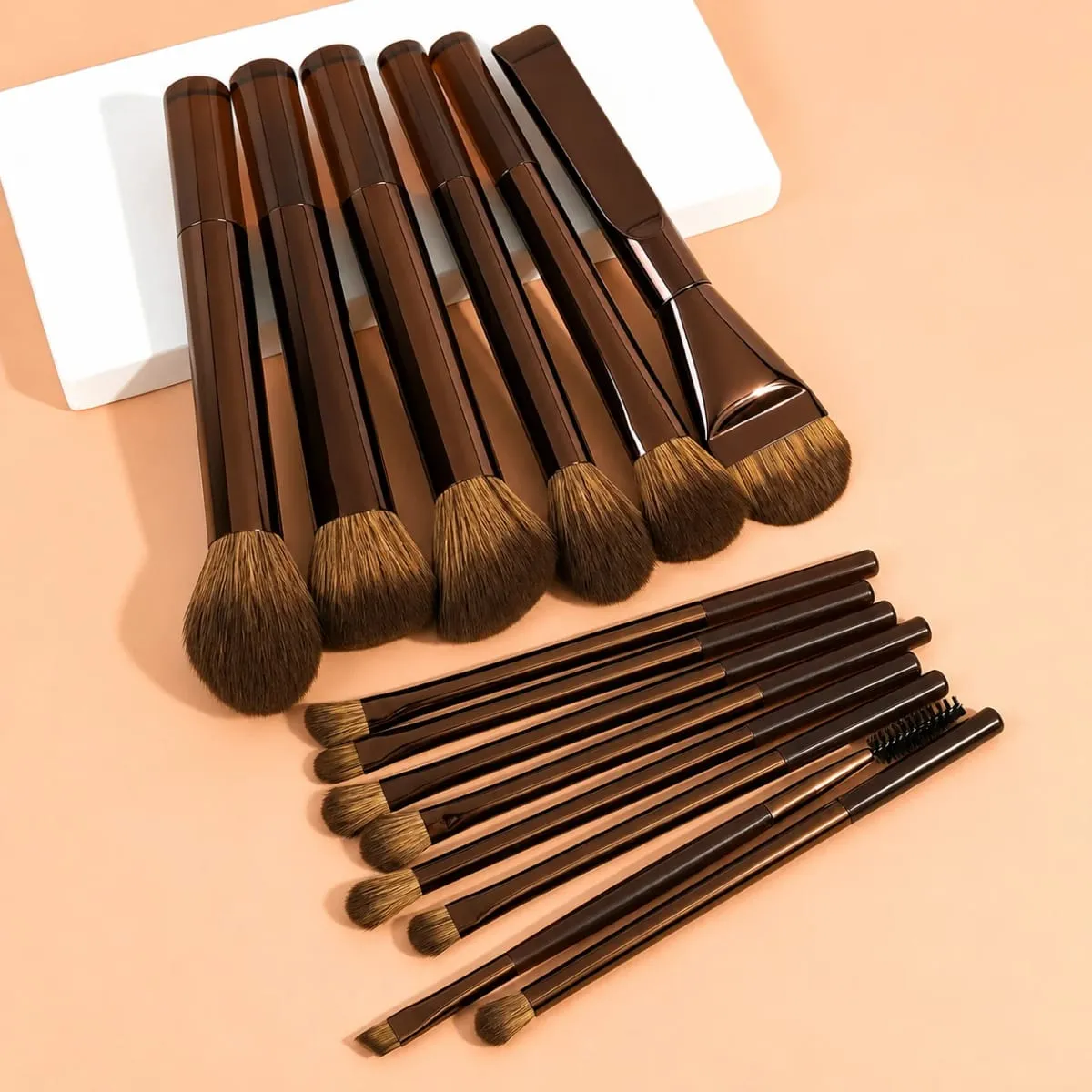 Bộ cọ trang điểm 14 món bằng nhôm Ferrule-Bộ cọ trang điểm tổng hợp cao cấp Bộ cọ đánh phấn nền Phấn mắt cho Beg — image 3