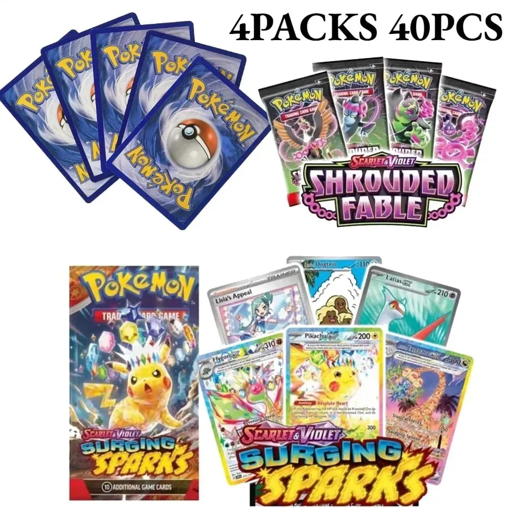 Menyenangkan 40 Buah Paket Kartu Pokemon 4 Set Sun Moon Violet 151 Kartu Perdagangan Inggris Mainan Koleksi Hadiah Halloween Fantasi Sci Fi — image 2