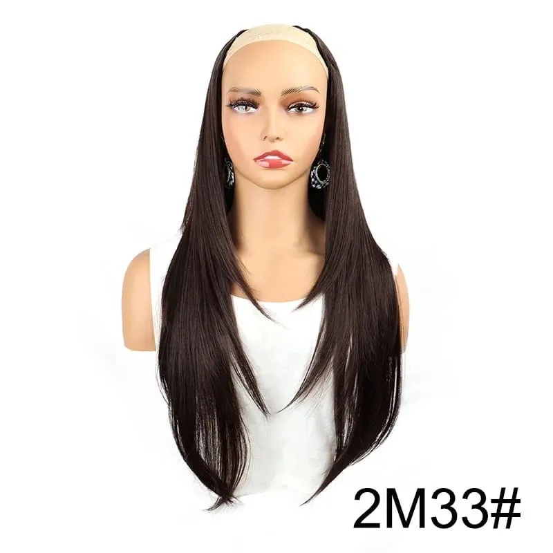 Synthetic 55cm V-shaped Layered 4 Clips Long Straight Hair Extension Natural Invisible Hairpiece Wig for Women — image 9