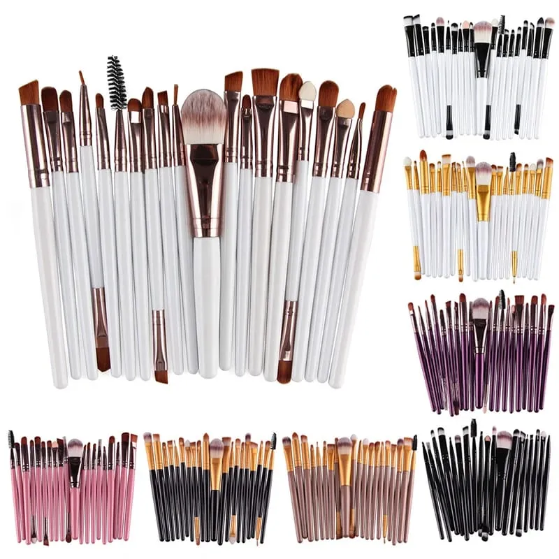 20 PCS Makeup Brush Set Eye Shadow Brush Set Foundation Brush Beauty Tools Soft Man-made Fibers Full Set Makeup Brush — image 1