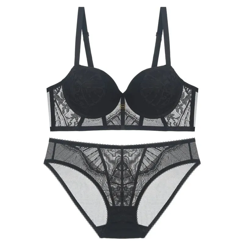 5 Colors Big Size 70-85 ABCD Thicken Push Up Gather Brassiere Women Sexy Underwear Pants Adjustable Lace Female Lingerie Suits