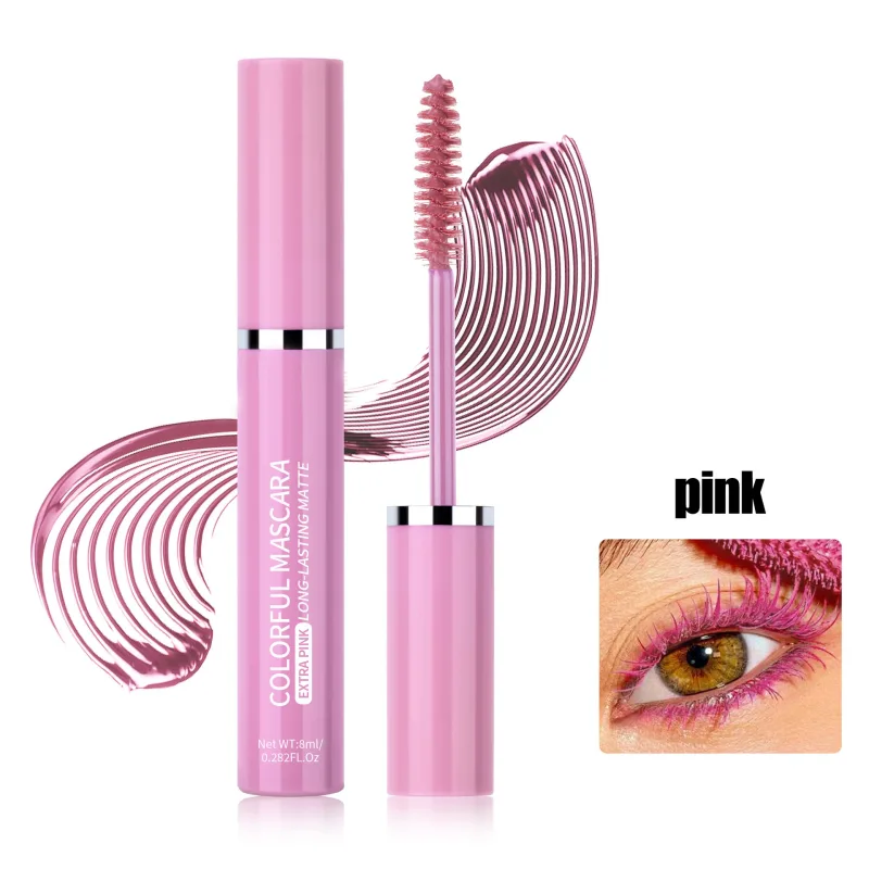 Colored Mascara Eyelashes Blue Pink Green Colorful Waterproof Mascara Charming Long Lasting Curling Mascara Eye Christmas Makeup — image 9