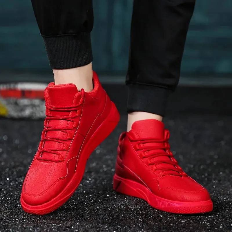 Men's Spring Fashion Comfortable Lightweight Slip-Resistant High Top Leather Sneakers — image 4